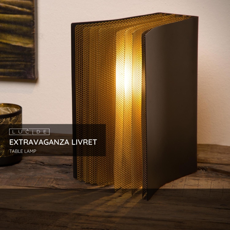 Lucide EXTRAVAGANZA LIVRET - Stolná lampa - 1xE14 - Čierna